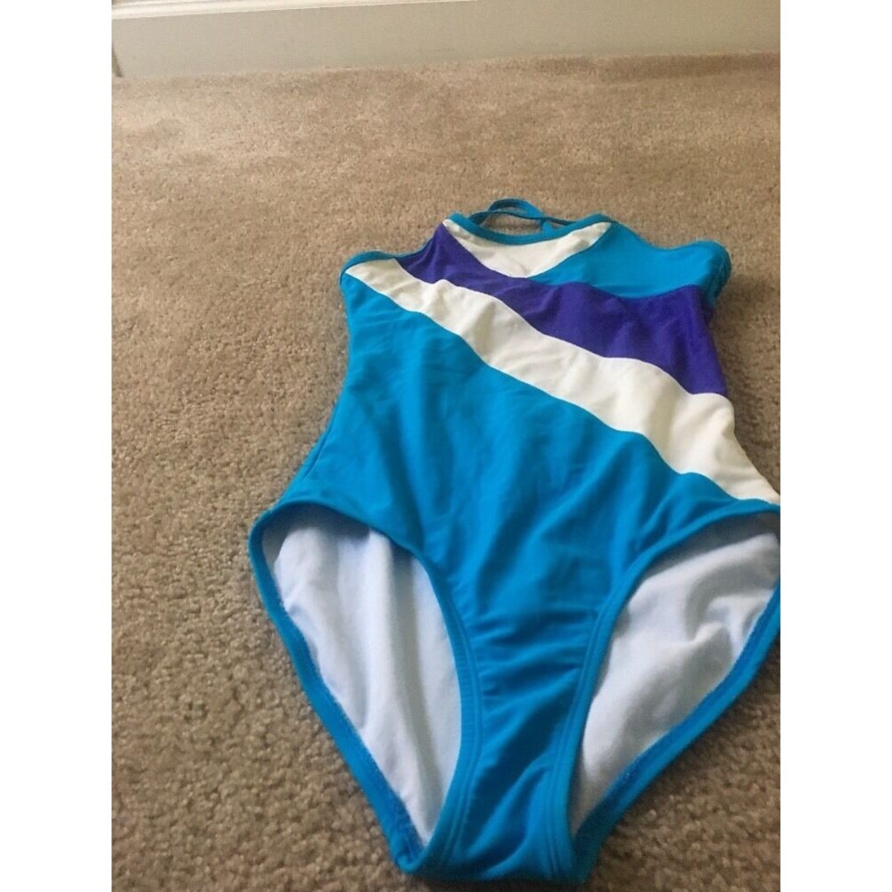 Activva Girls Swimsuit Size XL One Piece Blue White Purple
